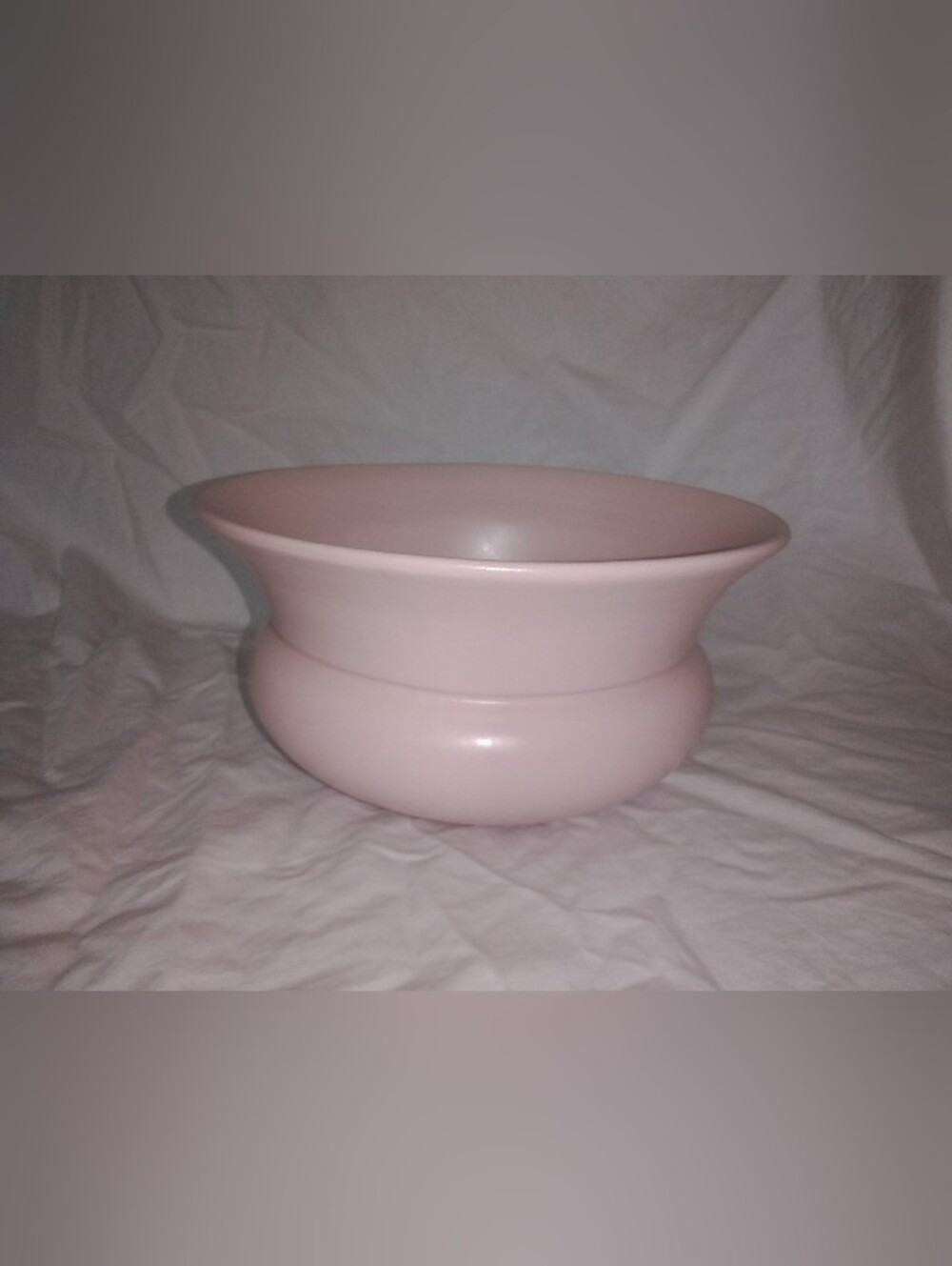 Vintage Pink Wide Mouth Ceramic Planter 7 1/4" Dia 4" Tall USA MCM Mid Century